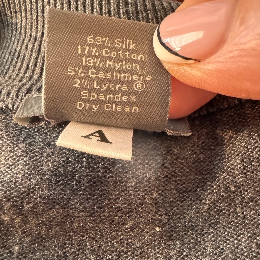 Ann Taylor Charcoal Knit Front Button Silk Blend Sweater Medium - Picture 5 of 8